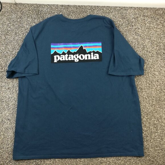 Patagonia Shirt Mens 2XL Blue Logo Responsibili Tee Crew Neck Pullover Gorpcore - Picture 1 of 7